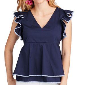 NWT Vineyard Vines Solid Flutter Sleeve Top size M